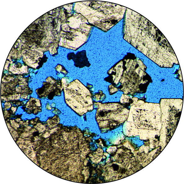 blue dye in thin sections